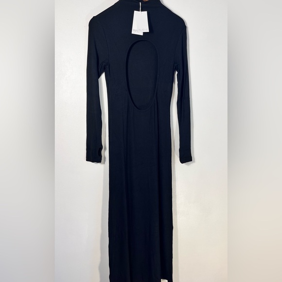 New Aligne.Co Gemma Black ribbed maxi dress circle open back form fitting - Picture 2 of 13